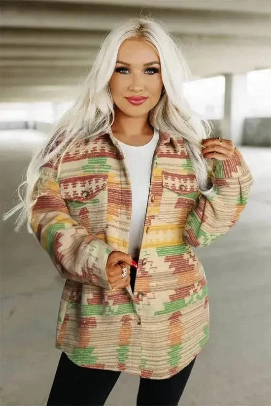Shackets Aztec Print Western Style Shacket