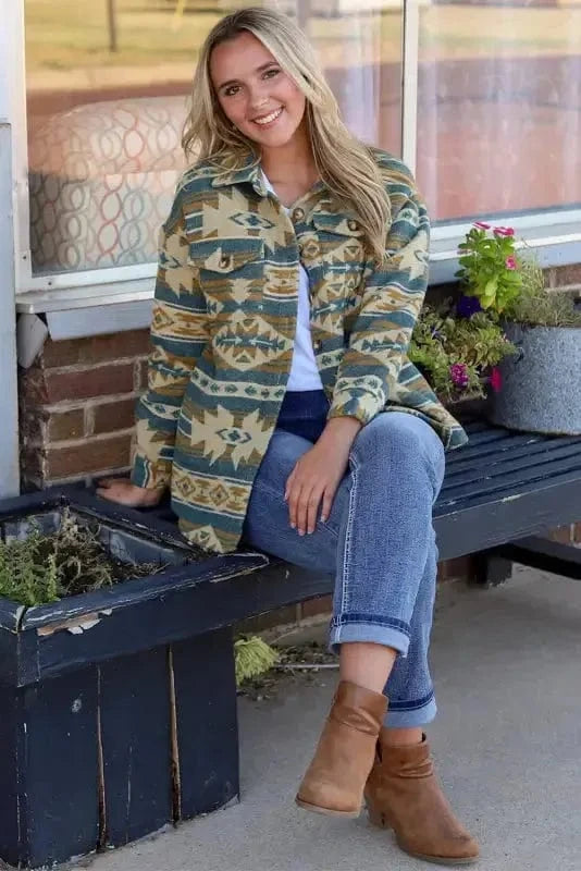 Shackets Aztec Print Western Style Shacket