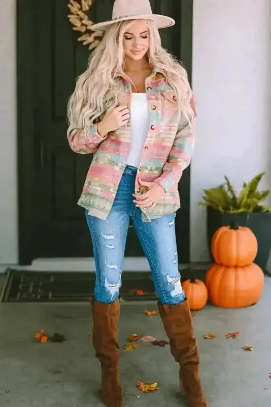 Shackets Aztec Print Western Style Shacket