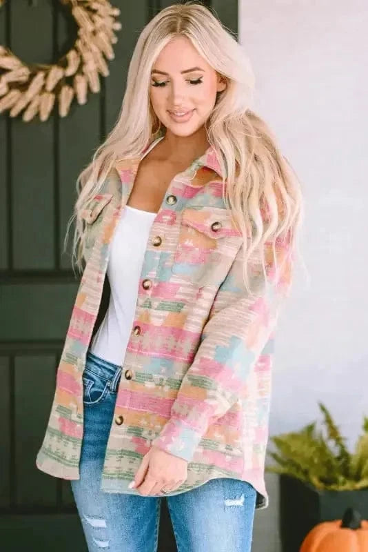 Shackets Aztec Print Western Style Shacket