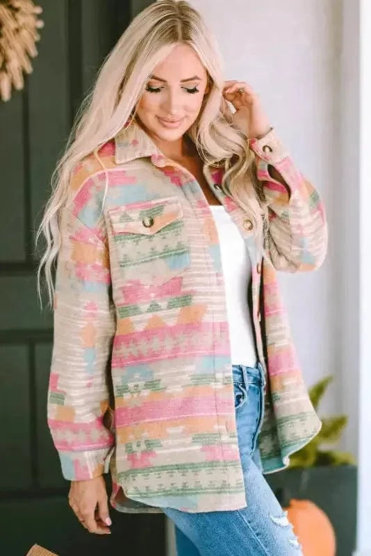Shackets Aztec Print Western Style Shacket