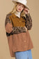 Shackets Beige Leopard Patchwork High Low Shirt Jacket