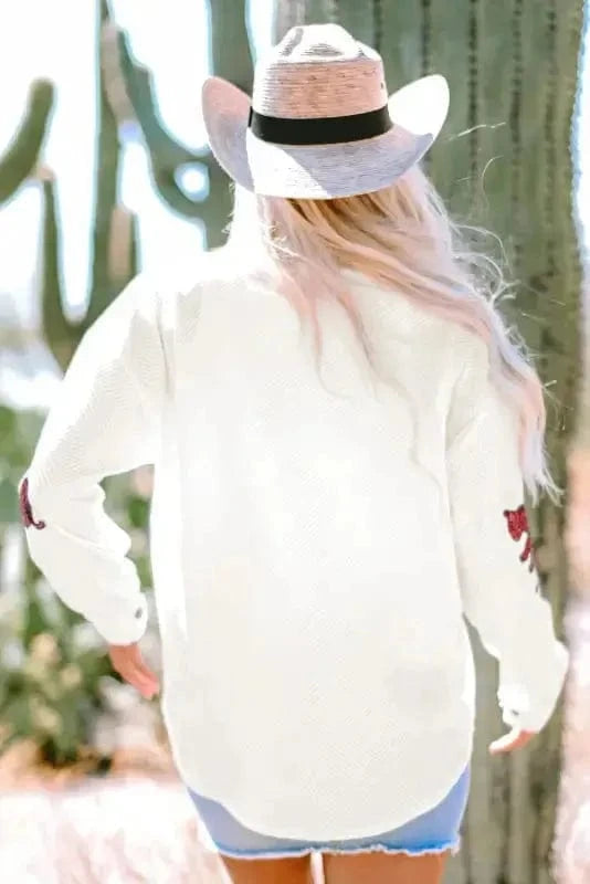 Shackets Beige Textured Shacket with Flap Pockets