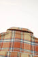 Shackets Blue Oversized Flap Pockets Plaid Shacket with Slits