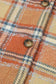 Shackets Blue Oversized Flap Pockets Plaid Shacket with Slits