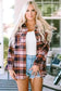 Shackets Blue Oversized Flap Pockets Plaid Shacket with Slits