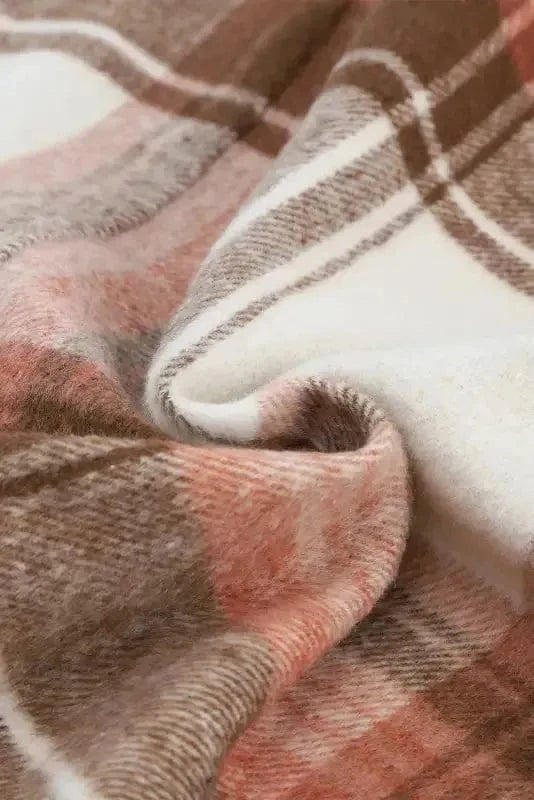 Shackets Brown Plaid Longline Shacket Coat for Women