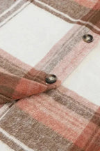 Shackets Brown Plaid Longline Shacket Coat for Women