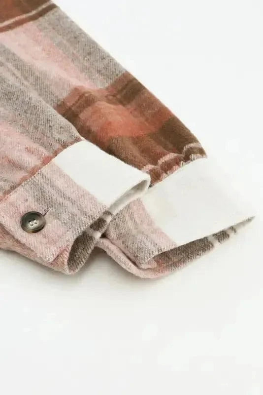 Shackets Brown Plaid Longline Shacket Coat for Women