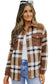 Shackets Brown Pocketed Buttoned Plaid Shirt Jacket