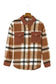 Shackets Brown Pocketed Buttoned Plaid Shirt Jacket