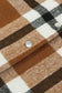 Shackets Brown Pocketed Buttoned Plaid Shirt Jacket