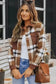Shackets Brown Pocketed Buttoned Plaid Shirt Jacket