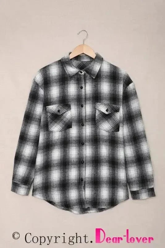 Shackets Buttons Pockets Plaid Shacket