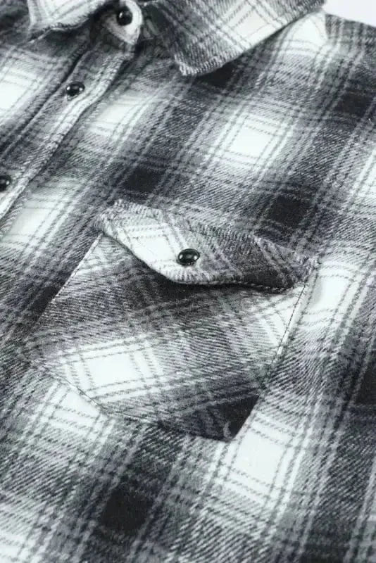 Shackets Buttons Pockets Plaid Shacket