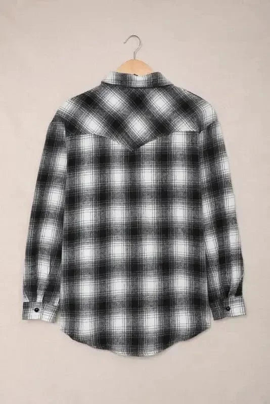 Shackets Buttons Pockets Plaid Shacket