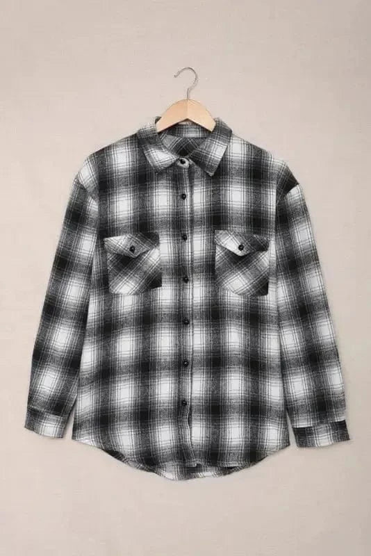 Shackets Buttons Pockets Plaid Shacket