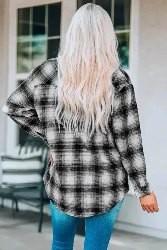 Shackets Buttons Pockets Plaid Shacket