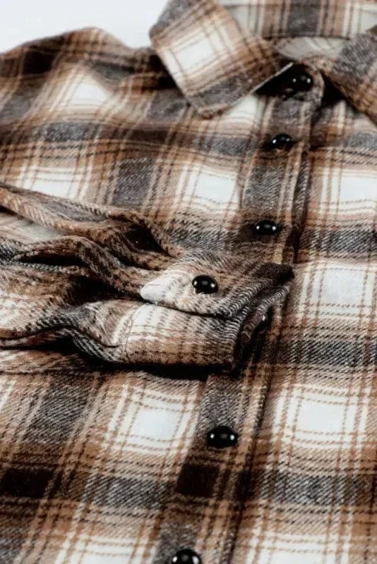 Shackets Buttons Pockets Plaid Shacket