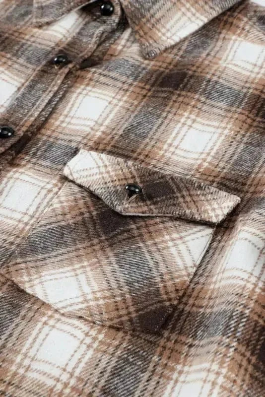 Shackets Buttons Pockets Plaid Shacket