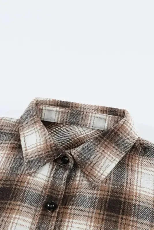 Shackets Buttons Pockets Plaid Shacket