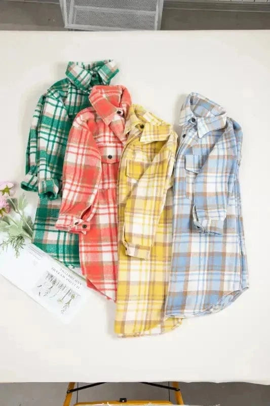 Shackets Classic Plaid Shacket with Flap Pockets