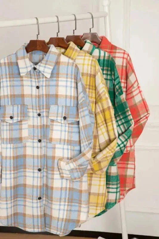 Shackets Classic Plaid Shacket with Flap Pockets