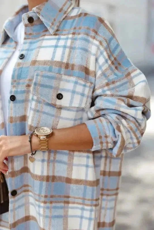 Shackets Classic Plaid Shacket with Flap Pockets