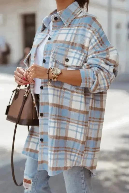 Shackets Classic Plaid Shacket with Flap Pockets