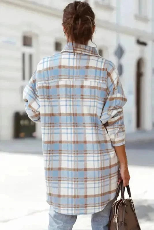Shackets Classic Plaid Shacket with Flap Pockets
