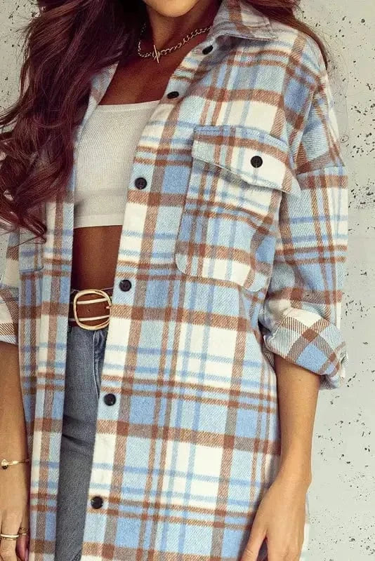 Shackets Classic Plaid Shacket with Flap Pockets