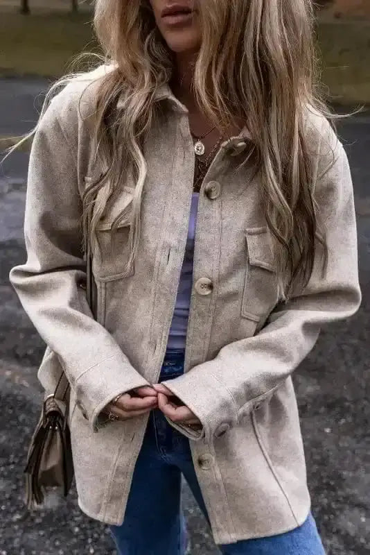 Flap pocket shacket back view — Fashionfitz UK