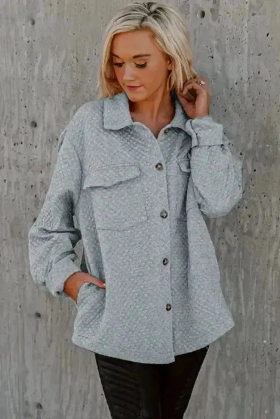 Shackets Lattice Textured Retro Shacket