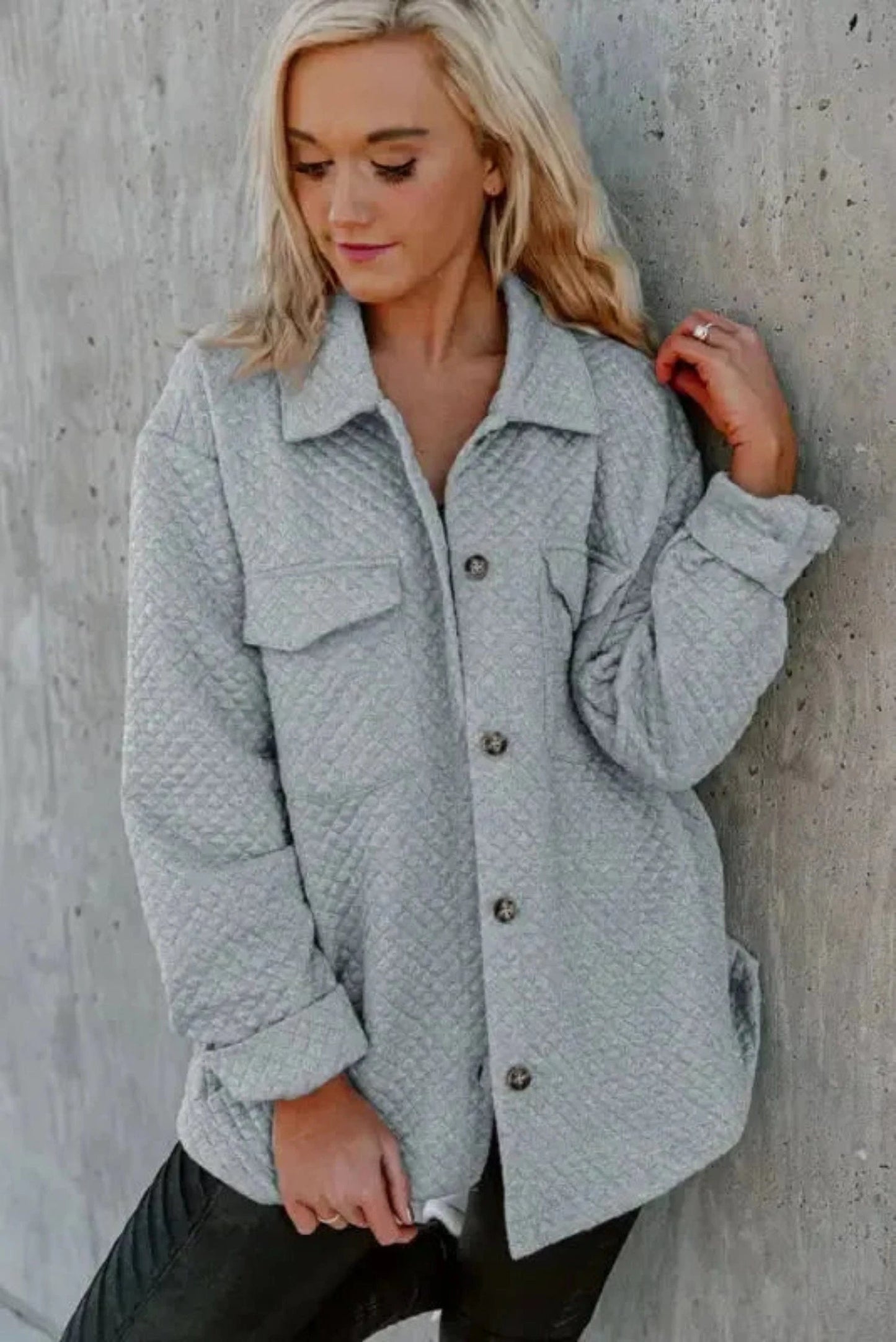 Shackets Lattice Textured Retro Shacket
