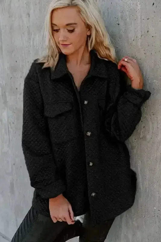 Shackets Lattice Textured Retro Shacket