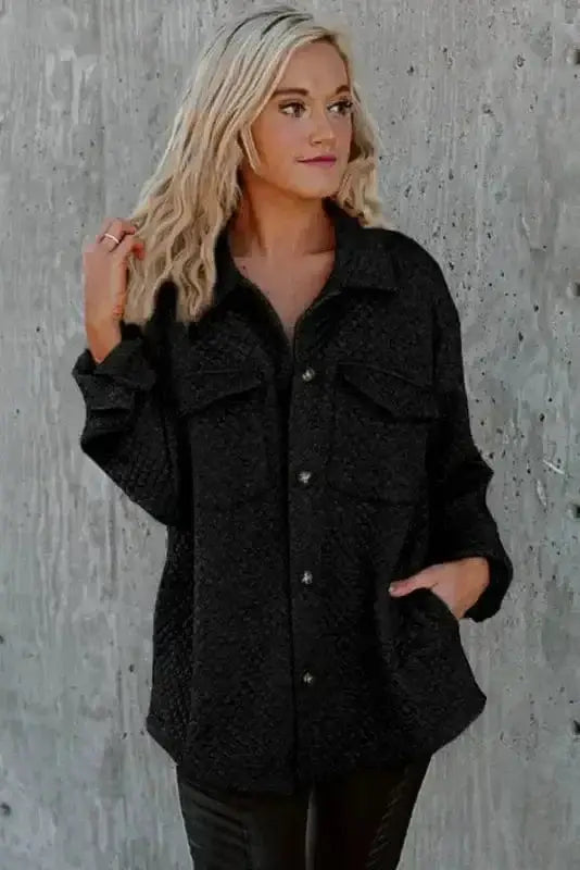 Shackets Lattice Textured Retro Shacket
