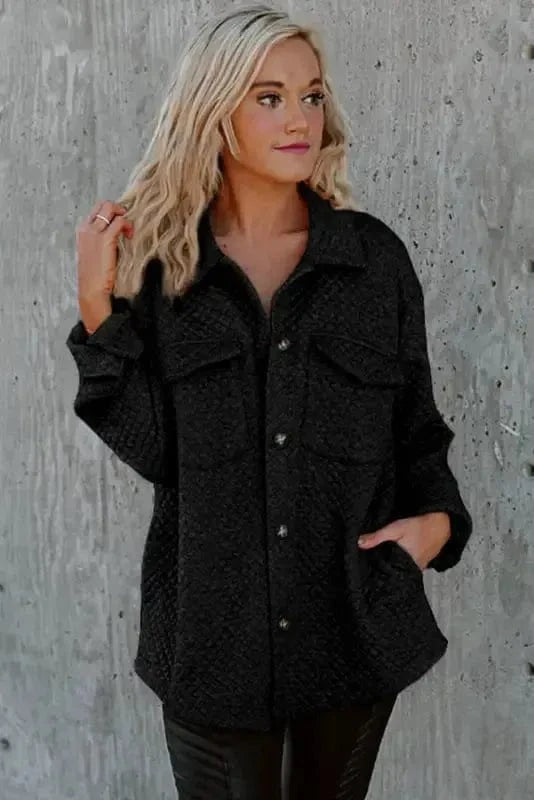 Shackets Lattice Textured Retro Shacket