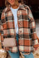 Shackets Orange / S / 100%Polyester Red Plaid Buttoned Shirt Jacket