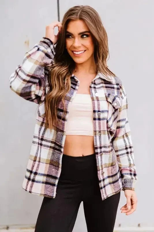 Shackets Oversized Plaid Shacket for Women
