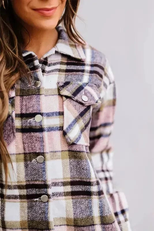 Shackets Oversized Plaid Shacket for Women