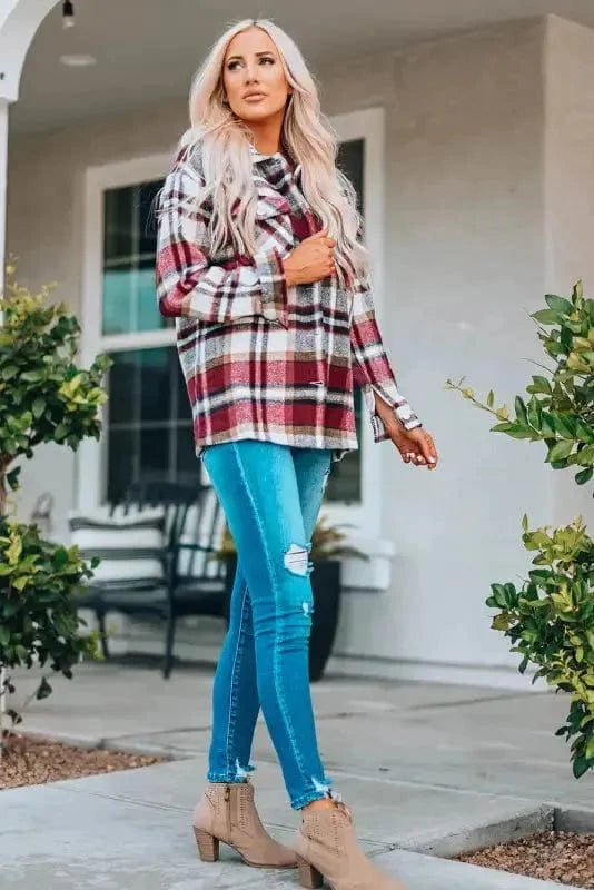 Shackets Oversized Plaid Shacket for Women