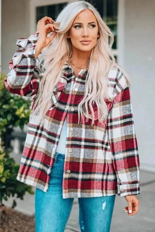 Shackets Oversized Plaid Shacket for Women