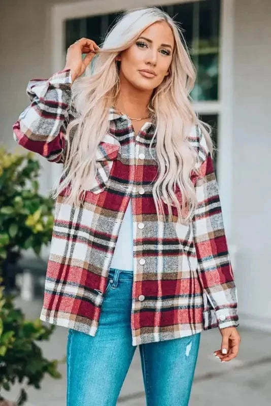 Shackets Oversized Plaid Shacket for Women