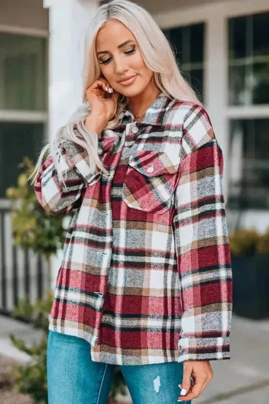 Shackets Oversized Plaid Shacket for Women