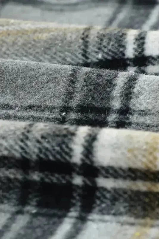 Shackets Oversized Plaid Slit Hem Longline Shirt