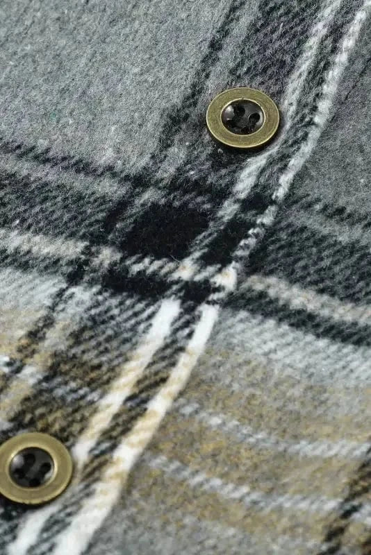 Shackets Oversized Plaid Slit Hem Longline Shirt