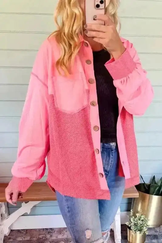 Shackets Peach Blossom / S / 90%Polyester+7%Acrylic+3%Elastane Two-Tone Trendsetter Shacket