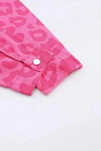 Shackets Pink Leopard Print Denim Jacket