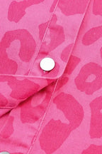 Shackets Pink Leopard Print Denim Jacket