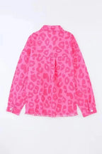 Shackets Pink Leopard Print Denim Jacket